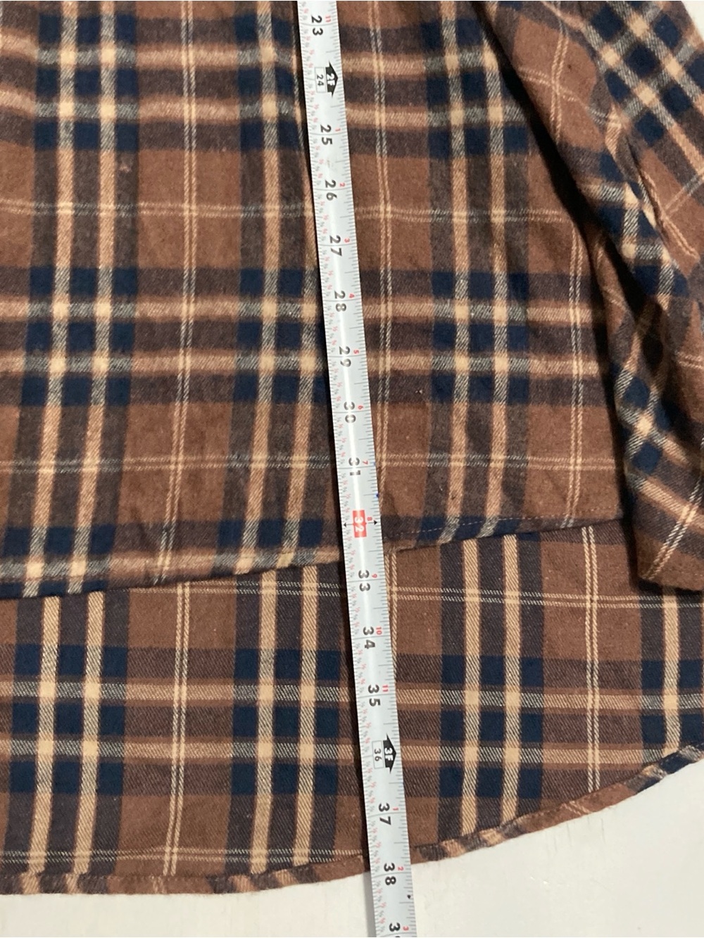 Bloomchic V Neck Plaid Ruffles Sleevele Dress brown Sz 30 Oversized - Picture 12 of 16